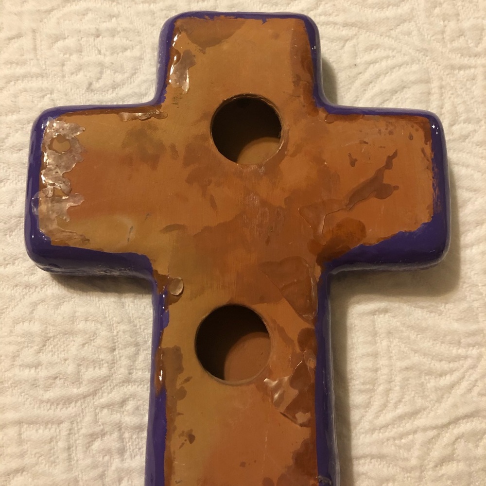 Ceramic wall hanging cross. Made of ceramic clay - Picture 5 of 7